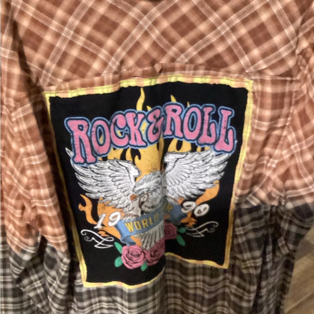 Plaid Rock & Roll Shirt with Patch